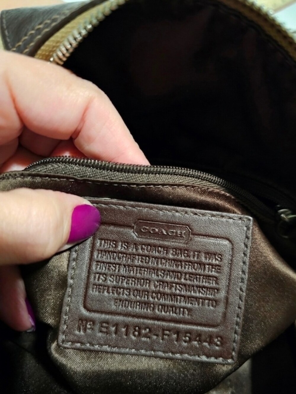 Coach Ashley Signature Satchel Crossbody Bag Brown Khaki Canvas F15443 - Picture 7 of 10